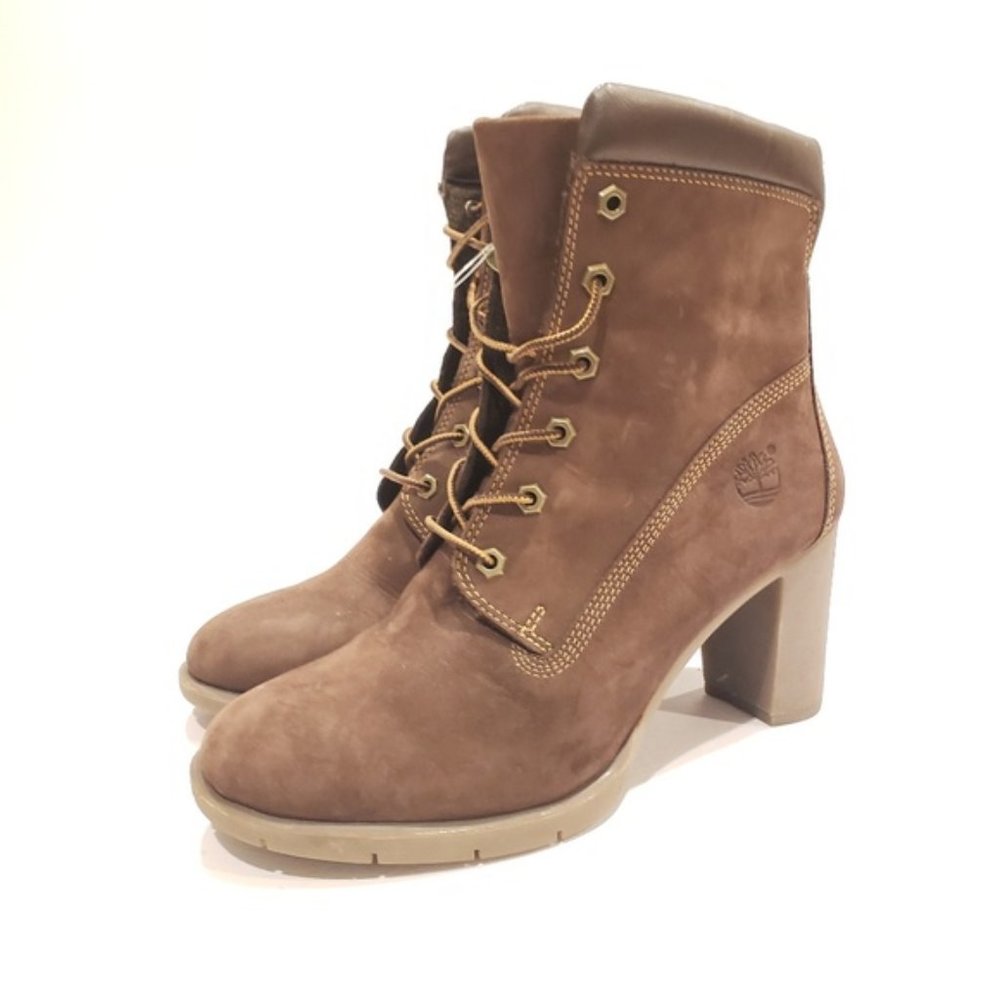 Timberland Glancy 6" Brown Leather Mid Calf Ankle size 9 sexy boots